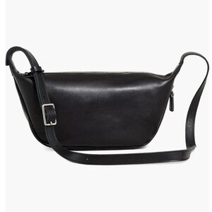Madewell Sling Crossbody Bag Black Leather Silver Hardware Shoulder Purse